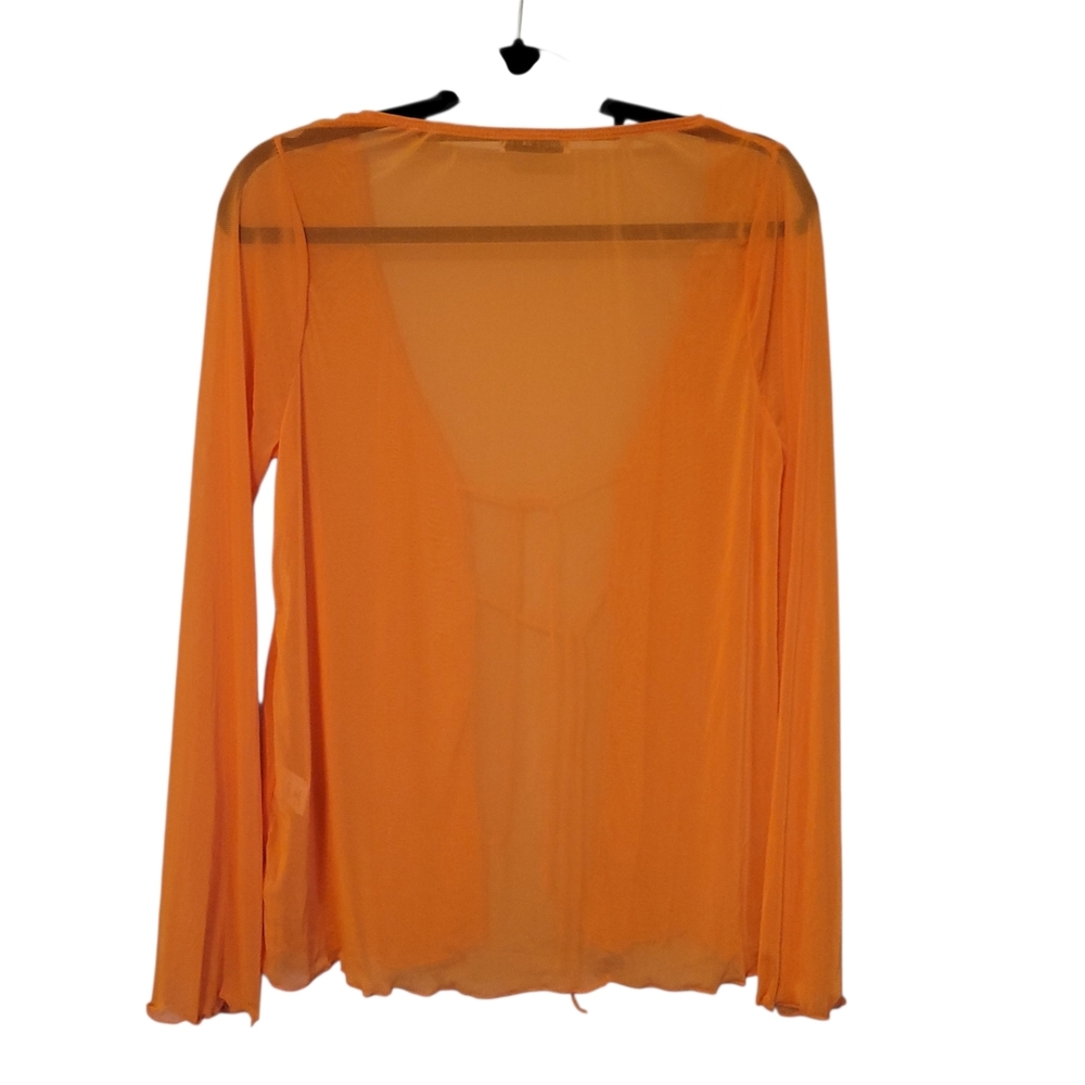 Dippin Daisies Hit the Highway Sheer Orange Tie Front Mesh Top | Beach Cover Up - Picture 6 of 8